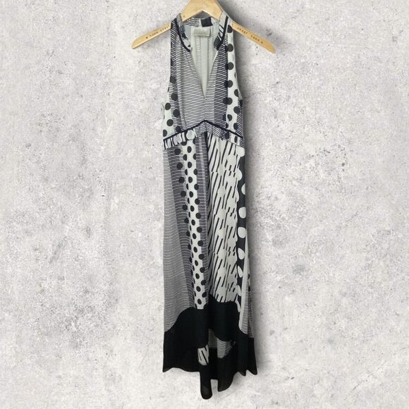 Anthropologie Channeled Polka Dot‎ Silky Striped Maxi Dress Size 0 Bohemian Boho - Picture 5 of 14